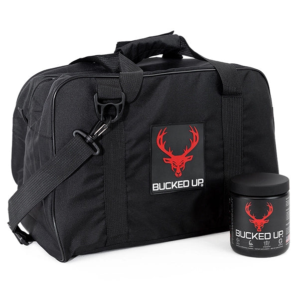 BUCKED UP: Duffel Bag - BLACK/RED LOGO