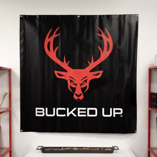 BUCKED UP: Logo Banner - BLACK/RED LOGO